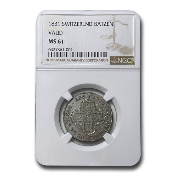 1831 Switzerland Batzen MS-61 NGC (Vaud) 1831 Switzerland Batzen MS-61 NGC (Vaud)