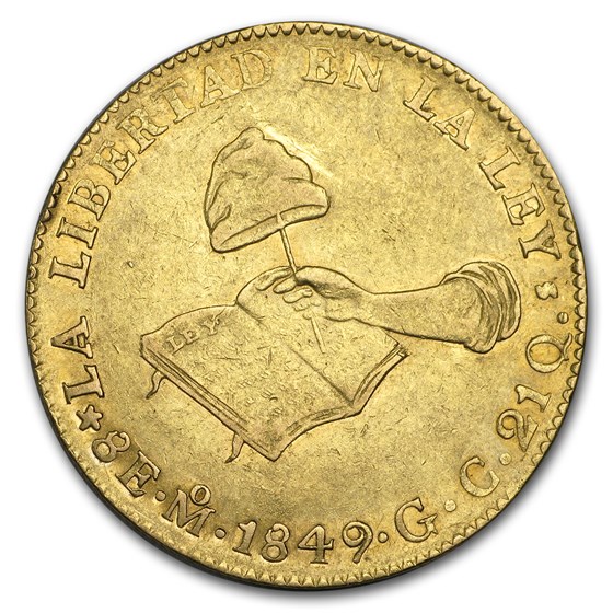 1832-1871 Mexico Gold First Republic 8 Escudos AU (Random)
