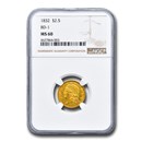 1832 $2.50 Gold Capped Bust Quarter Eagle MS-60 NGC (BD-1) 1832 $2.50 Gold Capped Bust Quarter Eagle MS-60 NGC (BD-1)