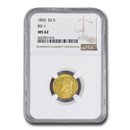 1832 $2.50 Gold Capped Bust Quarter Eagle MS-62 NGC (BD-1)