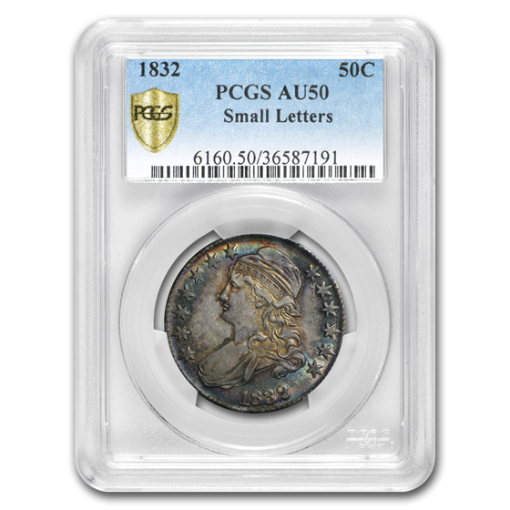 1832 Capped Bust Half Dollar AU-50 PCGS (Small Letters) 1832 Capped Bust Half Dollar AU-50 PCGS (Small Letters)