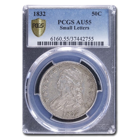 1832 Capped Bust Half Dollar AU-55 PCGS (Small Letters) 1832 Capped Bust Half Dollar AU-55 PCGS (Small Letters)