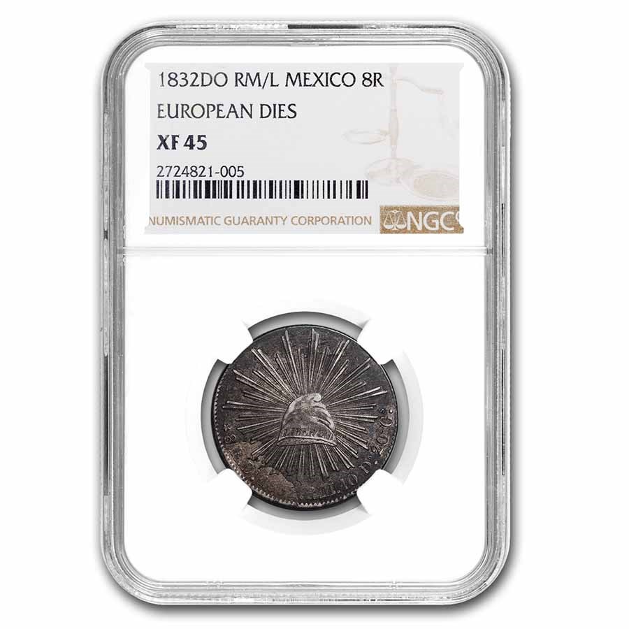 1832-Do RM/L Mexico Silver 8 Reales XF-45 NGC (European Dies)