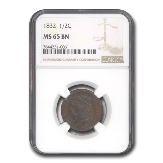 1832 Half Cent MS-65 NGC (Brown) 1832 Half Cent MS-65 NGC (Brown)