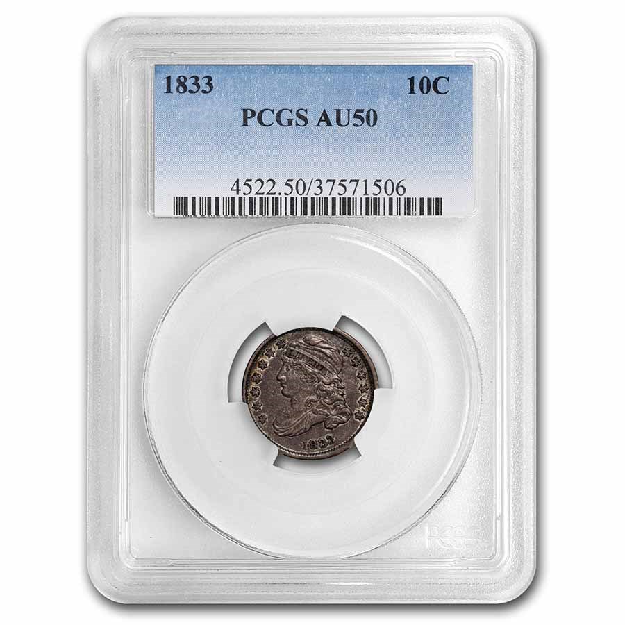 1833 Capped Bust Dime AU-50 PCGS
