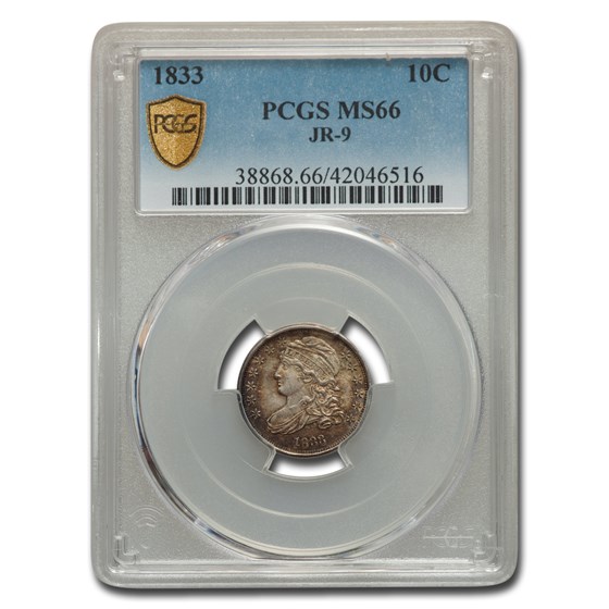 1833 Capped Bust Dime MS-66 PCGS (JR-9) 1833 Capped Bust Dime MS-66 PCGS (JR-9)
