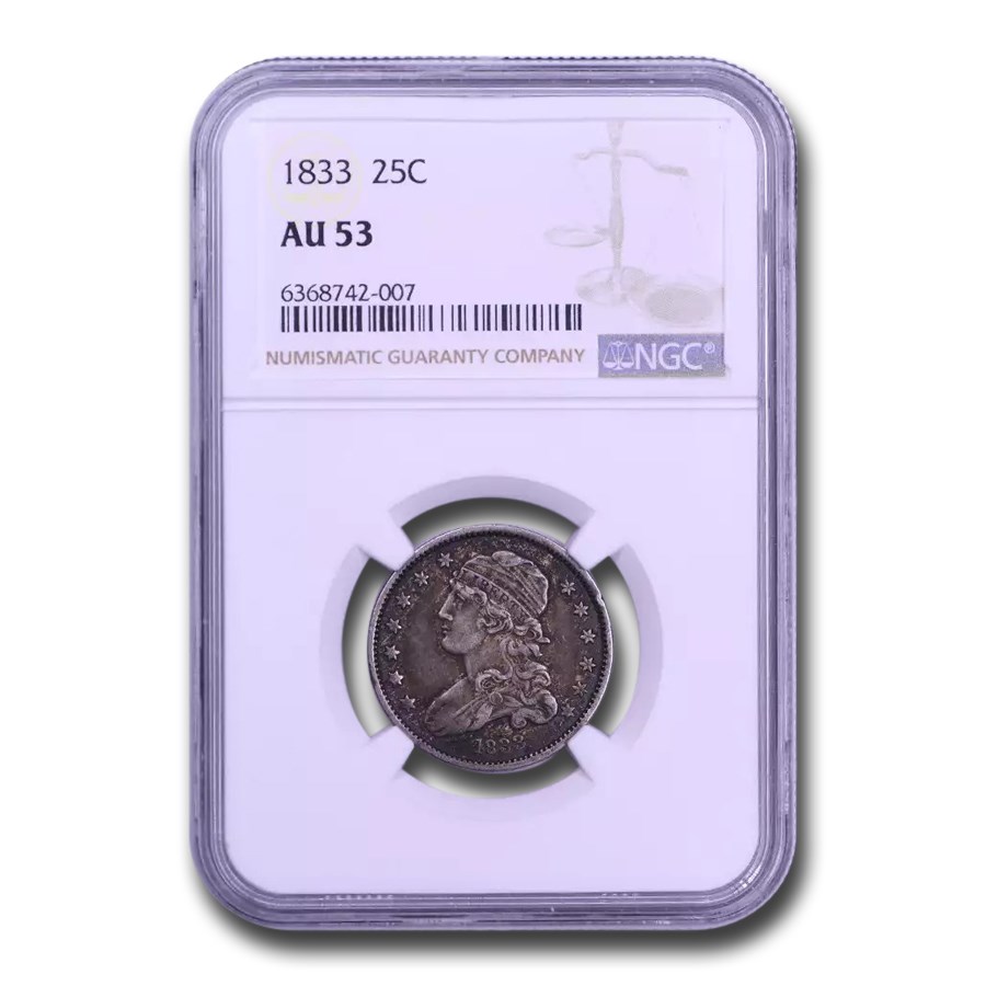 1833 Capped Bust Quarter AU-53 NGC