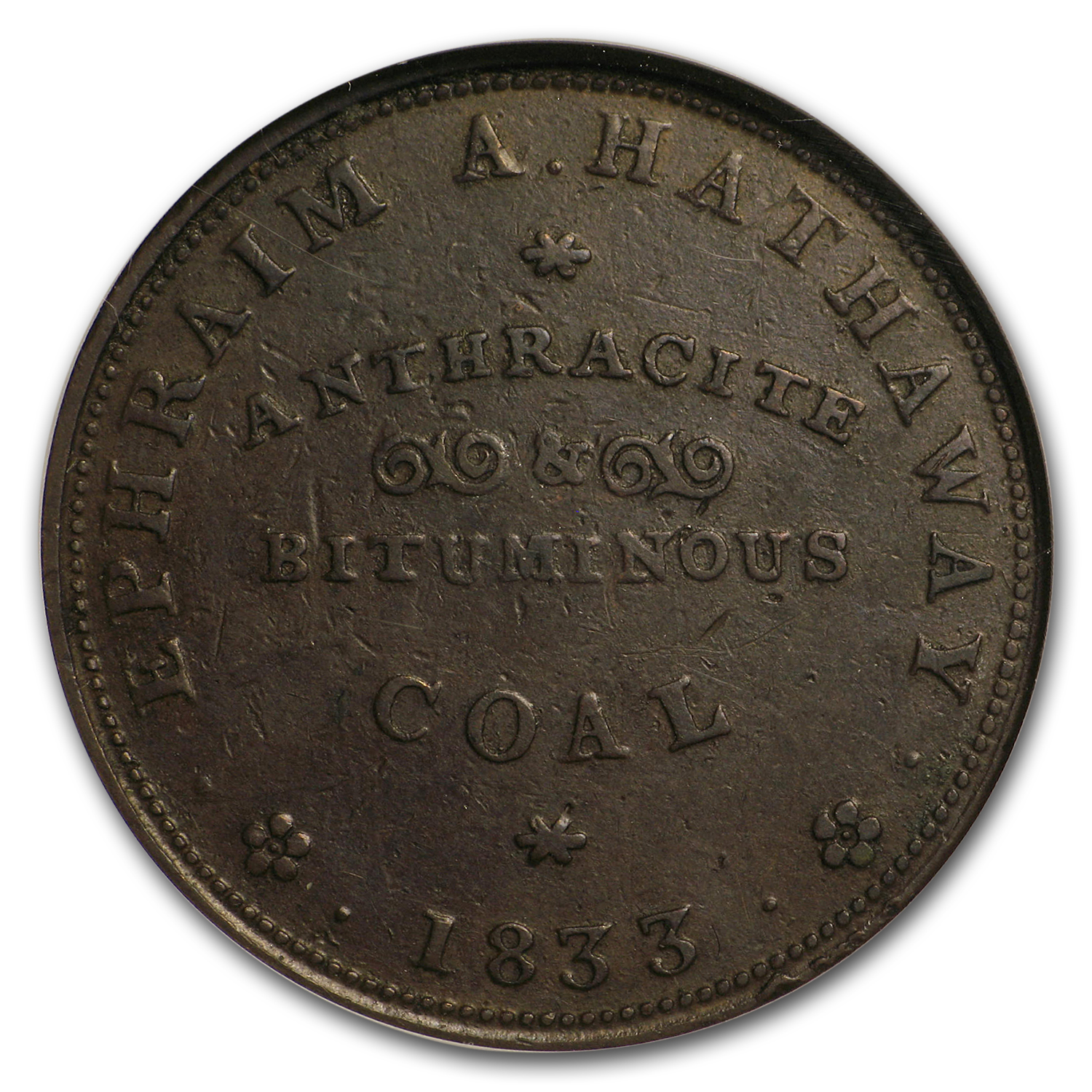 Buy 1833 Hathaway, RI COAL Hard Times Token XF-45 BN NGC (HT-428