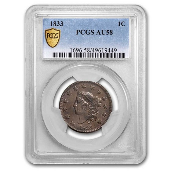 1833 Large Cent AU-58 PCGS 1833 Large Cent AU-58 PCGS