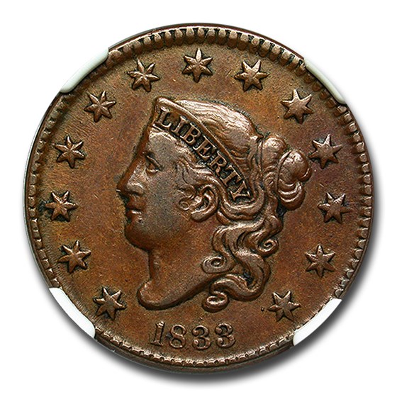 1833 Large Cent XF-45 NGC (Brown) 1833 Large Cent XF-45 NGC (Brown)
