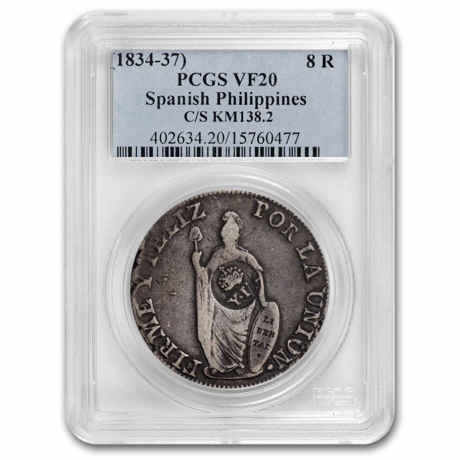 (1834-1837) Philippines 8 Reales VF-20 PCGS