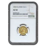 1834 $2.50 Classic Head Gold Eagle AU-58 NGC