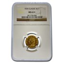 1834 $2.50 Classic Head Gold Quarter Eagle MS-61+ NGC