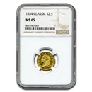 1834 $2.50 Classic Head Gold Quarter Eagle MS-65 NGC 1834 $2.50 Classic Head Gold Quarter Eagle MS-65 NGC