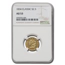 1834 $2.50 Gold Classic Head AU-53 NGC