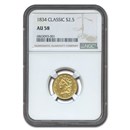 1834 $2.50 Gold Classic Head AU-58 NGC