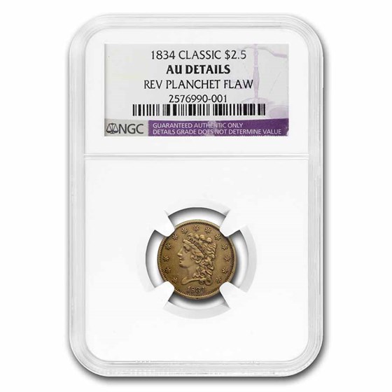 1834 $2.50 Gold Classic Head AU Details NGC 1834 $2.50 Gold Classic Head AU Details NGC