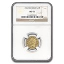 1834 $2.50 Gold Classic Head Quarter Eagle MS-61 NGC