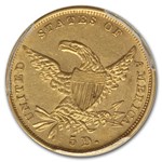 1834 $5 Gold Classic Head Half Eagle Plain 4 AU-53 PCGS