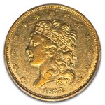 1834 $5 Gold Classic Head Half Eagle Plain 4 AU-53 PCGS