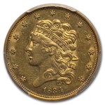 1834 $5 Gold Classic Head Half Eagle Plain 4 AU-55 PCGS