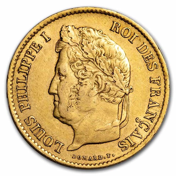 1834-A * Anchor France Gold 40 Francs Louis Philippe I XF 1834-A * Anchor France Gold 40 Francs Louis Philippe I XF
