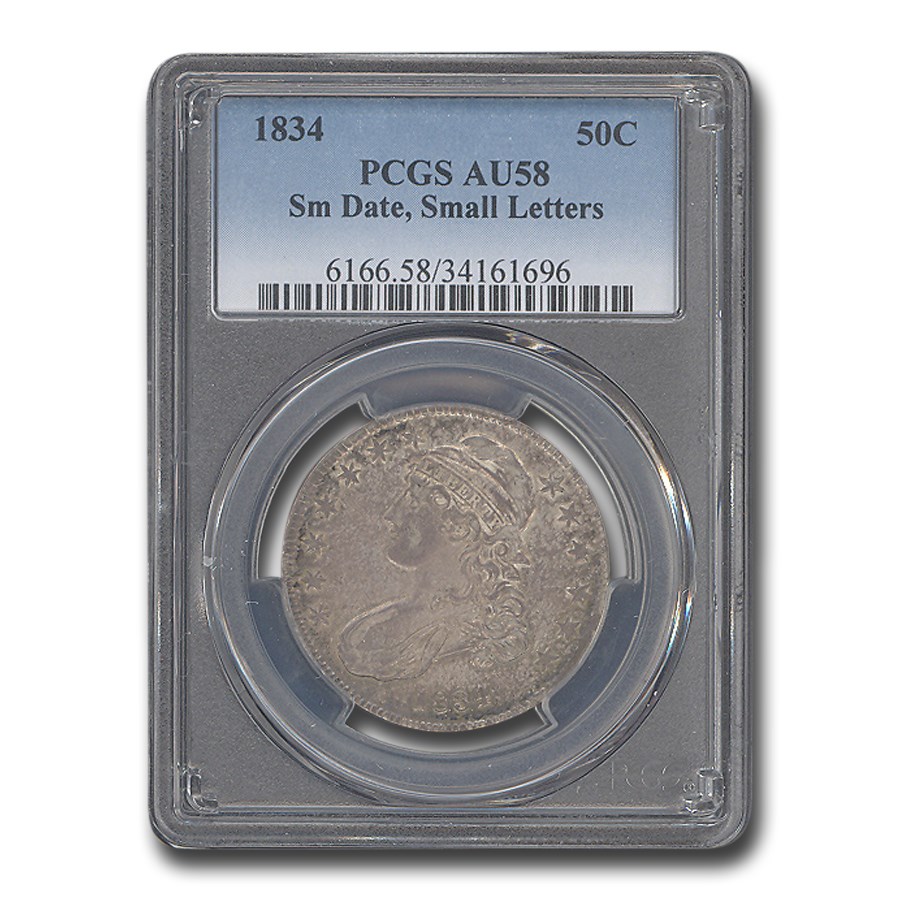 1834 Bust Half Dollar AU-58 PCGS (Sm Date, Sm Letters)