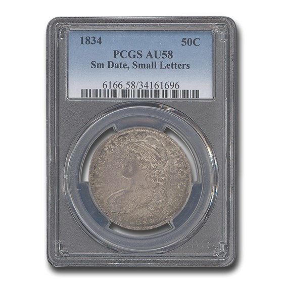 1834 Bust Half Dollar AU-58 PCGS (Sm Date, Sm Letters) 1834 Bust Half Dollar AU-58 PCGS (Sm Date, Sm Letters)