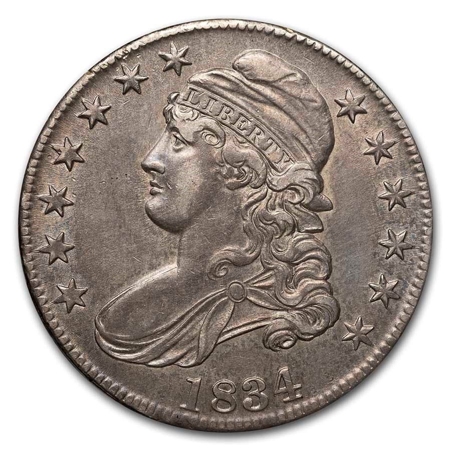 1834 Bust Half Dollar AU (Lg Date, Sm Letters)