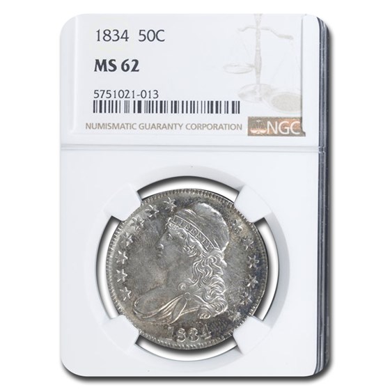 1834 Bust Half Dollar MS-62 NGC (Lg Date, Lg Letters) 1834 Bust Half Dollar MS-62 NGC (Lg Date, Lg Letters)