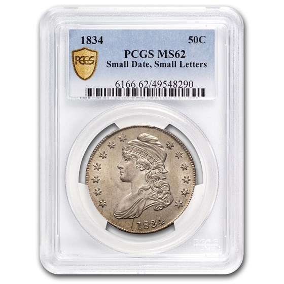 1834 Bust Half Dollar MS-62 PCGS (Sm Date, Sm Letters) 1834 Bust Half Dollar MS-62 PCGS (Sm Date, Sm Letters)