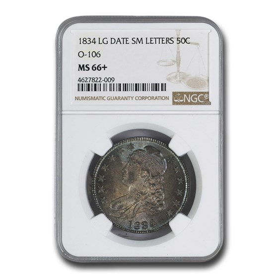 1834 Bust Half Dollar MS-66+ NGC (Lg Date, Sm Letters) 1834 Bust Half Dollar MS-66+ NGC (Lg Date, Sm Letters)