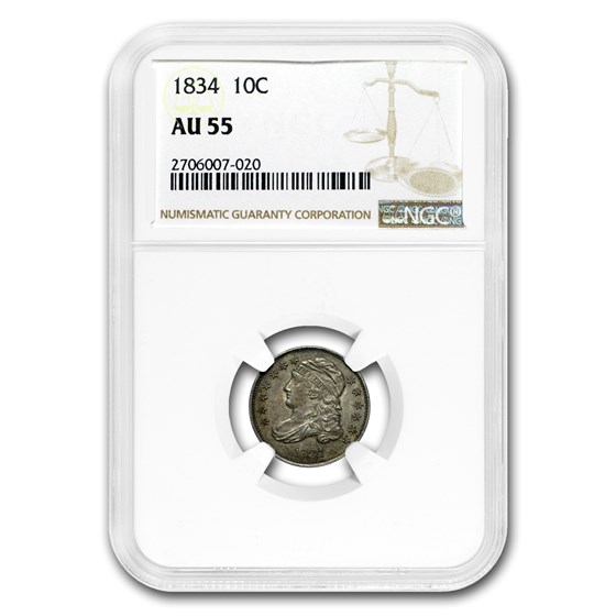 1834 Capped Bust Dime AU-55 NGC 1834 Capped Bust Dime AU-55 NGC
