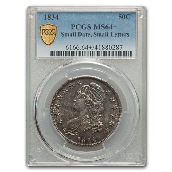 1834 Capped Bust Half Dollar MS-64+ PCGS (Sm Date/Sm Letters) 1834 Capped Bust Half Dollar MS-64+ PCGS (Sm Date/Sm Letters)