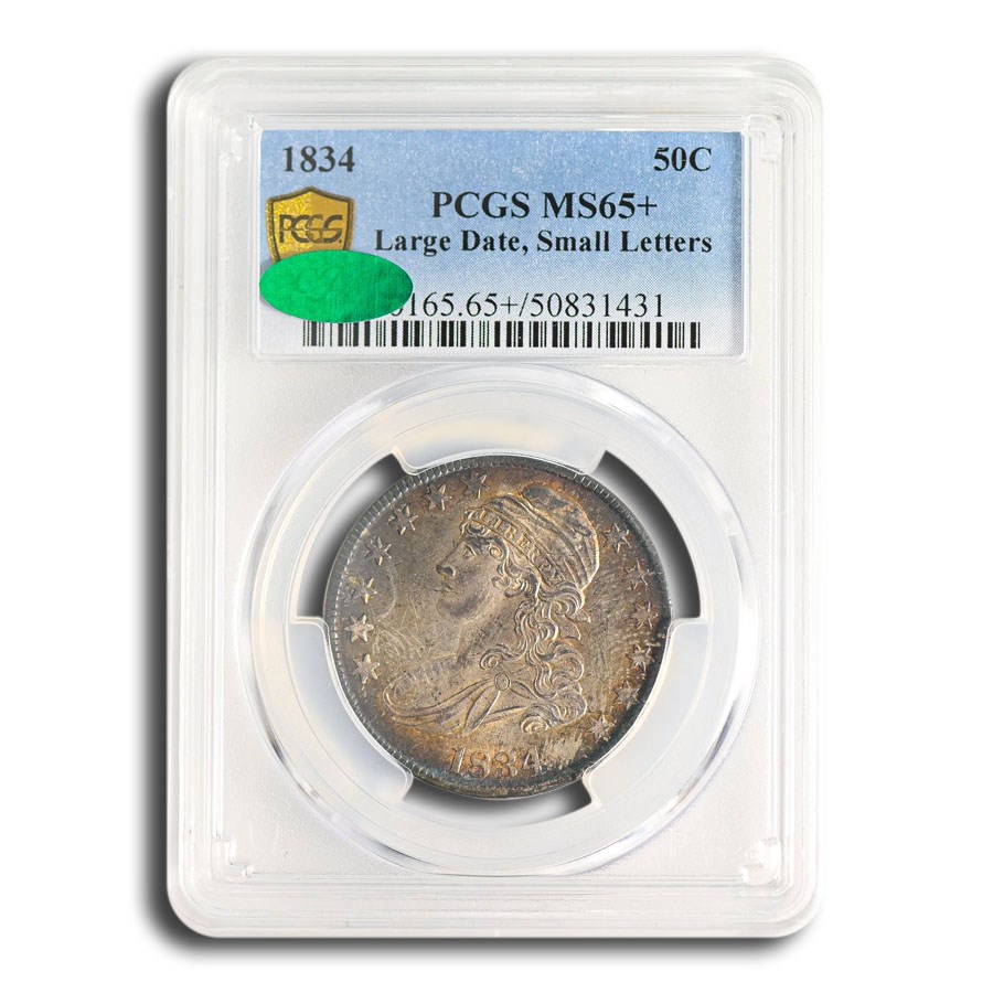 1834 Capped Bust Half Dollar MS-65+ PCGS CAC (Lg Date,Sm Letters)