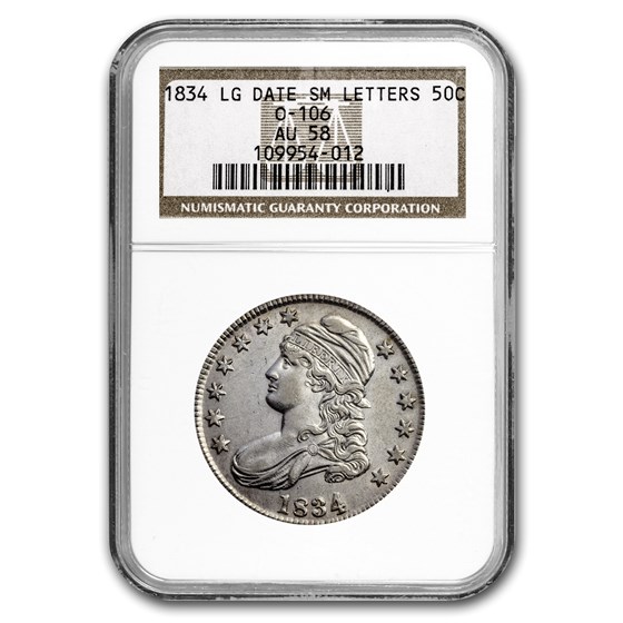1834 Capped Bust Half Lg Date/Sm Letters AU-58 NGC 1834 Capped Bust Half Lg Date/Sm Letters AU-58 NGC