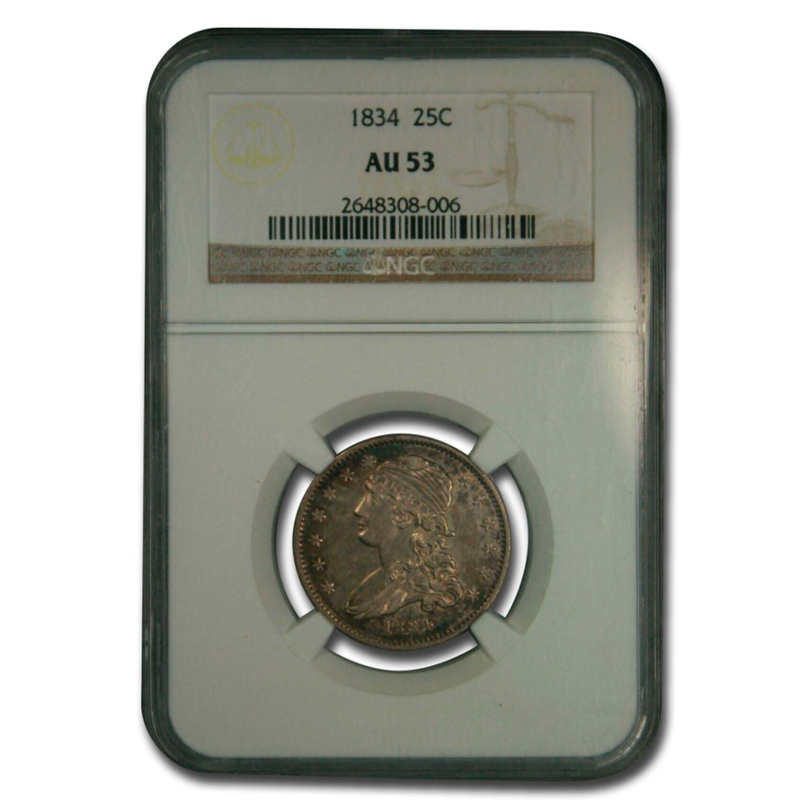 1834 Capped Bust Quarter AU-53 NGC