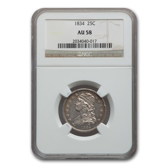 1834 Capped Bust Quarter AU-58 NGC 1834 Capped Bust Quarter AU-58 NGC