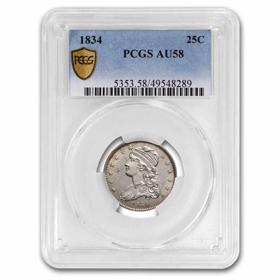 1834 Capped Bust Quarter AU-58 PCGS 1834 Capped Bust Quarter AU-58 PCGS