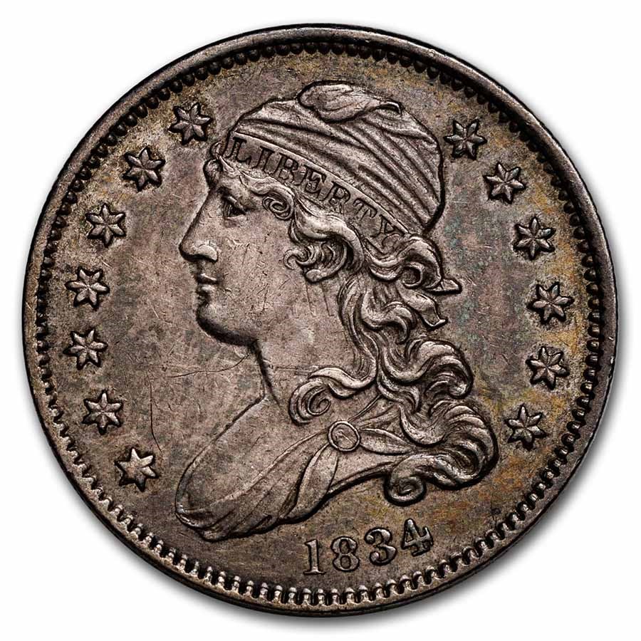 1834 Capped Bust Quarter AU