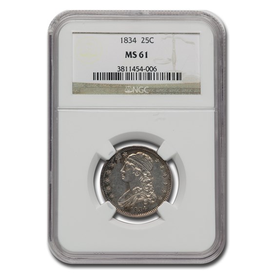 1834 Capped Bust Quarter MS-61 NGC 1834 Capped Bust Quarter MS-61 NGC