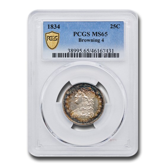 1834 Capped Bust Quarter MS-65 PCGS (Browning 4) 1834 Capped Bust Quarter MS-65 PCGS (Browning 4)