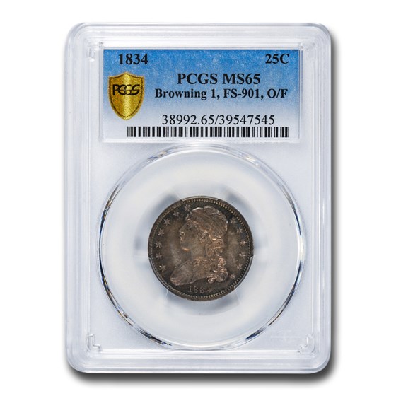 1834 Capped Bust Quarter MS-65 PCGS (O/F, FS-901 B-1)