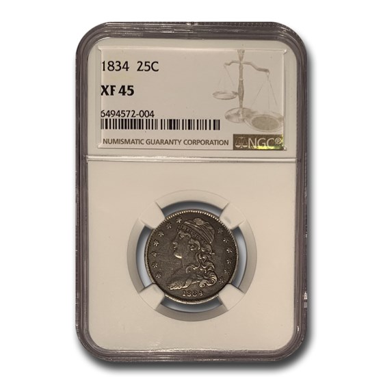 1834 Capped Bust Quarter XF-45 NGC