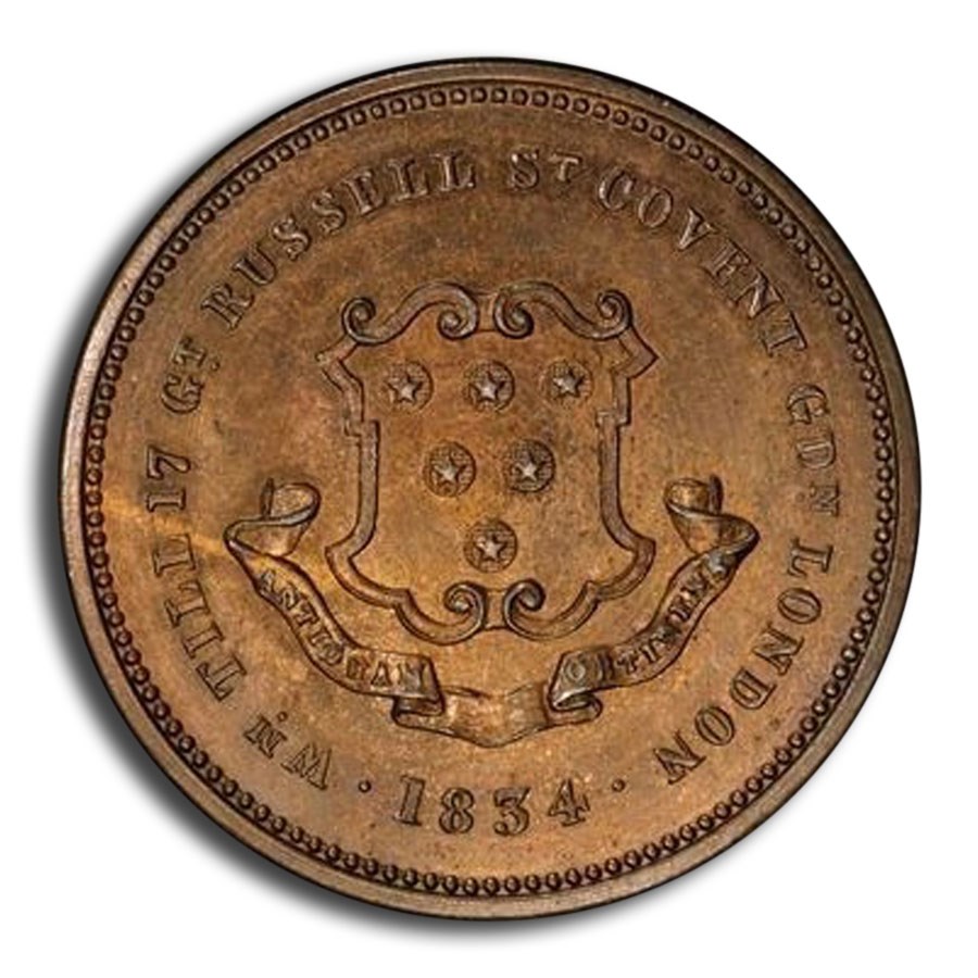 1834 Great Britain William Till 1/2 Penny Token MS-65 PCGS (RB)