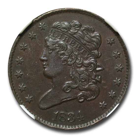 1834 Half Cent AU-55 NGC (Brown) 1834 Half Cent AU-55 NGC (Brown)