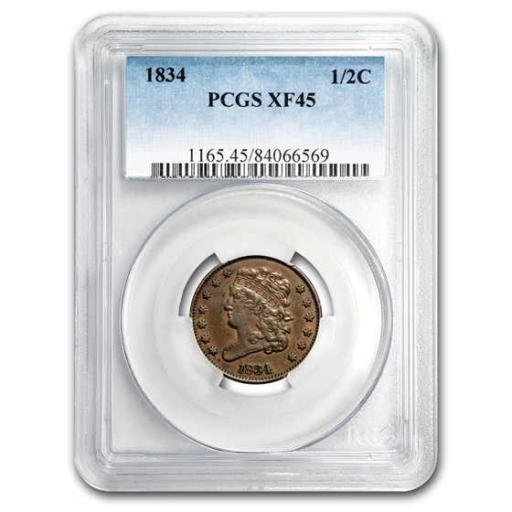 1834 Half Cent XF-45 PCGS 1834 Half Cent XF-45 PCGS