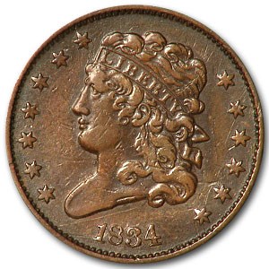 1834 Half Cent XF Details (Scratched) 1834 Half Cent XF Details (Scratched)