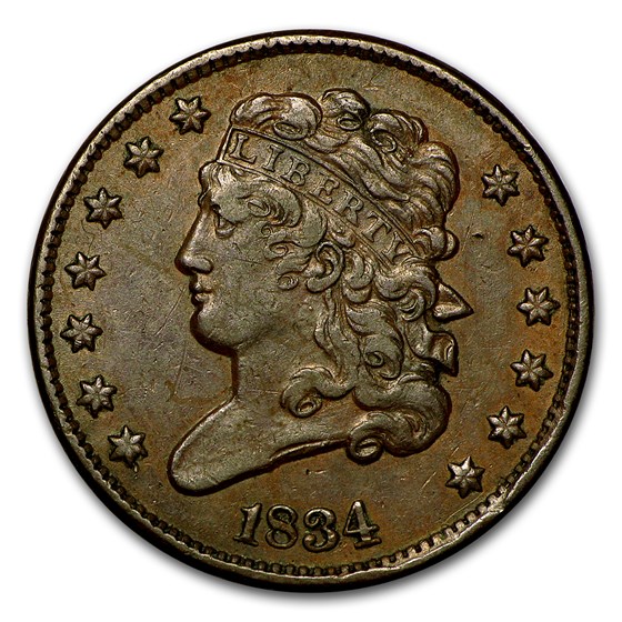 1834 Half Cent XF 1834 Half Cent XF