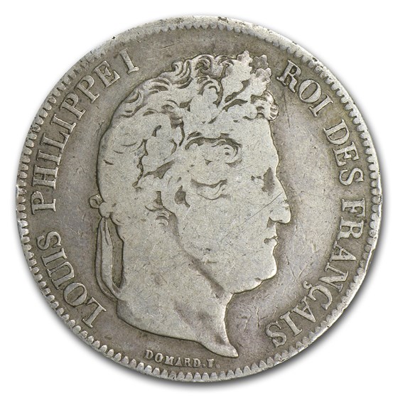 1834-MA France Silver 5 Francs VF Details 1834-MA France Silver 5 Francs VF Details